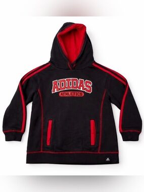 Adidas Boys Hoodie Size 7X Navy Red Pullover Sweatshirt Athletic Hooded
